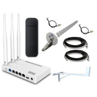 Huawei E3372h-153+Netis MW5230+Антенный комплект Стрела Мимо 20 Дб + Кронштейн (Комплект 4G ВСЕ ВКЛЮЧЕНО для дома, дачи и села)