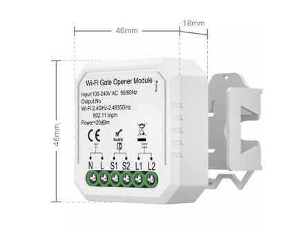  Умный выключатель (реле) открытия ворот 1-канальный Tuya Wi-Fi QS-WIFI-CO3