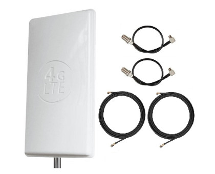 Комплект Антенна Mimo 24 дБи (Logo 4G LTE) + 2 кабеля 10м RG58U с коннекторами + 2 адаптера для модема