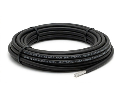 Силиконовый термостойкий кабель 12 AWG черный, 1м