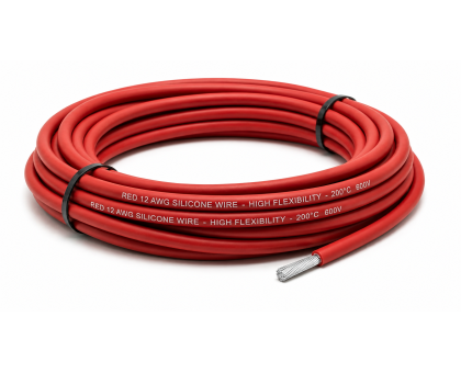 Силиконовый термостойкий кабель 12 AWG красный, 1м